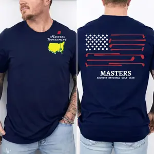 Masters Tournament Golf Shirt 2026 American Flag Graphic Tee, Augusta Inspired Patriotic Golf T-Shirt, Vintage Championship Style, Classic Golf Heritage Aesthetic, Back Print Unisex Casual Tee Gift