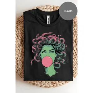 Medusa Bubblegum T-Shirt, Mythological Graphic Tee, Snake Hair Goddess Shirt, Funny Greek Myth T-Shirt, Retro Aesthetic Tee, Classic Mythology Shirt, Vintage Goddess T-Shirt