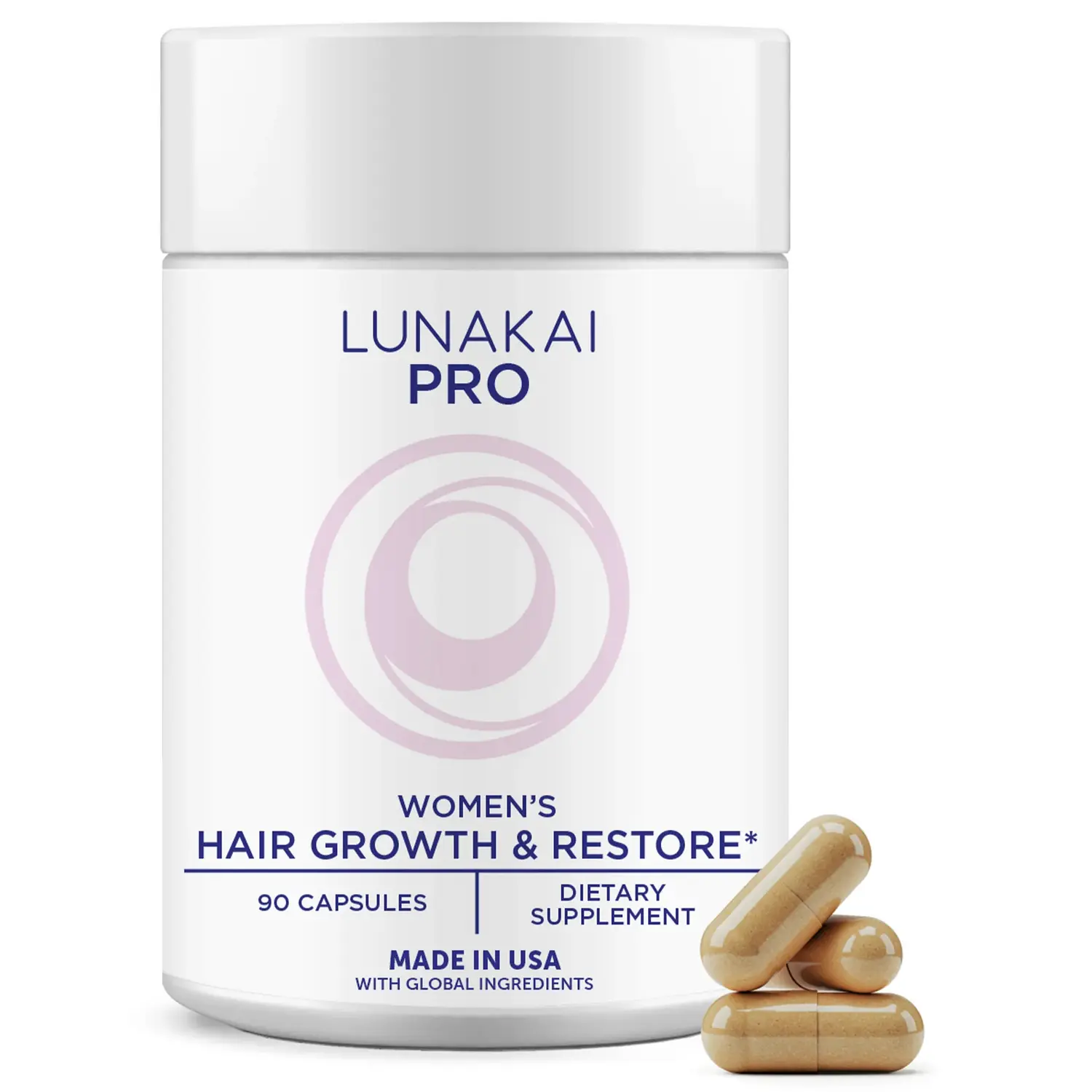 Lunakai USA Made Hair Growth Supplement for Women - Advanced 20 Nutrient with Marine Collagen, Saw Palmetto, Biotin & Keratin - Daily Hair Vitamins for Thicker Strands - 90 Capsules