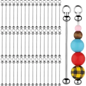 50Pcs Blank Beadable Keychain Bars,Metal DIY Bead Keychain Bar Charms Eady Detachable Key Chain Making Accessories for Craft Project Pendant,Halloween Decor Gifts,DIY Home tools,Hand tools,tool kit set