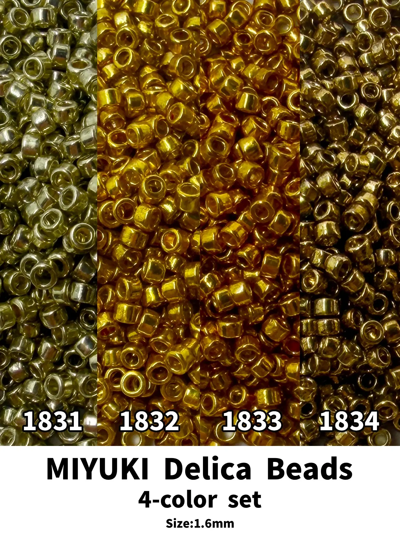Miyuki Delica Beads, sets 1831/1832/1833/1834, total 3996 pcs, size 1.6mm/0.063 inch, total 20g, 5g each color, for DIY jewelry making, Beaded Set, Bead Kits For Bracelet Making, bracelet, necklace, earring making materials, Diy Beading