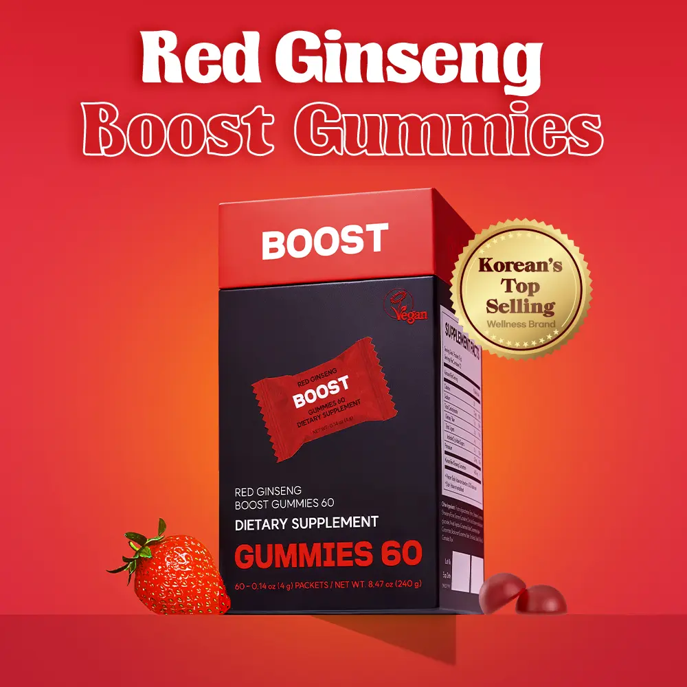 dr.blet Red Ginseng Gummies, 60 packets, Strawberry Flavor, Daily Energy, Immunity & Focus Support, Vitality & Alertness, Natural Wellness Support, Caffeine-Free, Easy Chew, Non-GMO, Gluten-Free, Vegan Supplement