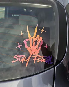 Stay Feral Car Decal, Blue Collar Wife, Car Mirror Decal, Cute Vinyl Decal, Decals for Truck, Blue Collar Vinyl Decal, Blue Collar Car Accessories, Windshield Sticker, Car Decorations, Automotive