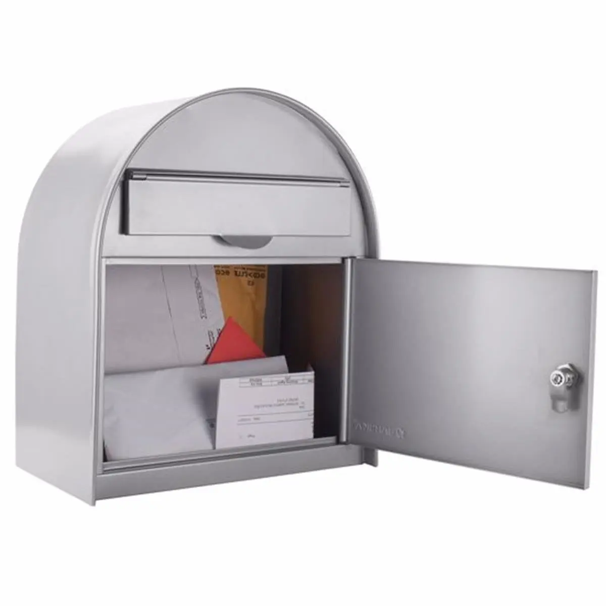 BARSKA Drop Box Series Large Grey Locking Wall Mount Mailbox - Steel-Body Security Box with 7" x 12.75" x 15" Size, Key Lock, Wide Deposit Slot, Pre-Drilled Holes for Workplace Door Hardware Installation