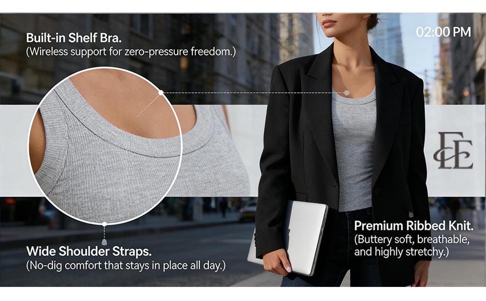 EssElegance Ribbed Workout Tank Tops for Women with Built in Bra Tight Racerback Scoop Sports Tank Neck Athletic Top for Summer And All Seasons Womenswear Bras EssElegance Ribbed Workout Tank Tops for Women with Built in Bra Tight Racerback Scoop Sports Tank Neck Athletic Top for Summer And All Seasons Womenswear Bras