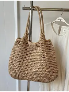 Summer Fashion Straw Handbag Large Capacity Women's Tote Beach Bag Casual Travel Crossbody Bag