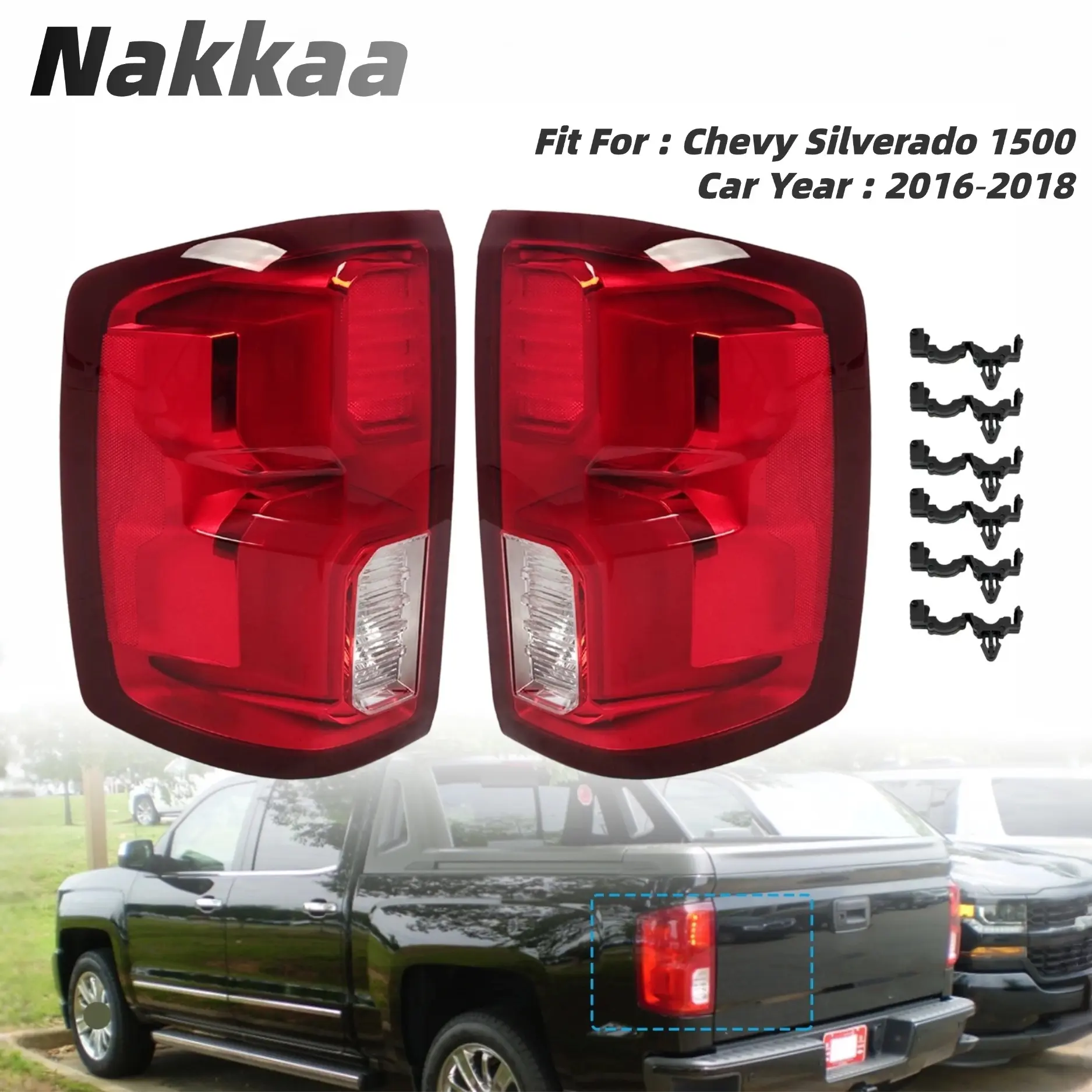 Nakkaa Fit For 2016-2018 Chevy Silverado 1500 High Country LTZ LED Taillights ,LED Tail Light Assembly, Driver or Passenger Side, Direct Replacement