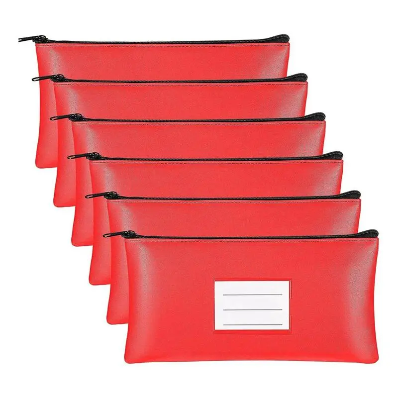 6PC Money Bags with Zipper Security Bank Deposit Bag Money Bag Receipt Holder for Cash Coins Cosmetic Paper Money Tool C
