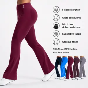 ( with logo ) dfyne Scrunch Butt Flare Leggings, High Waist Workout Pants with Slim Fit and Soft Stretch Fabric Affordable Pants (Under $40)