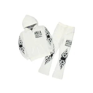 Toshio White Stacked Flare Knitted Mohair Track Set