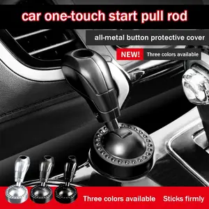 Car One-Touch Start Button with Push-to-Start Rocker Lever, Engine Start/Stop Joystick, car button key protective cover,and Full Metal Starter Cover for Decorative Accessories