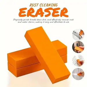10pcs Stainless Steel Scratch Eraser, Magical Rust Eraser Stainless Steel Stain Remover, Rubber Rust Cleaning Eraser for Kitchen, Bathroom, Household Orange