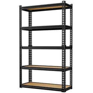 LEVELEVE 5-Layer Metal Household Shelf - Adjustable Storage Organizer Rack with Rectangular Design, Containers for Kitchen, Garage