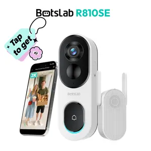 Botslab 2K Doorbell Camera Wireless 180° View 2-Way Audio AI Notifications 5200mAh Battery 2.4Ghz WiFi Secure Storage No Subscriptions Real-Time Communication