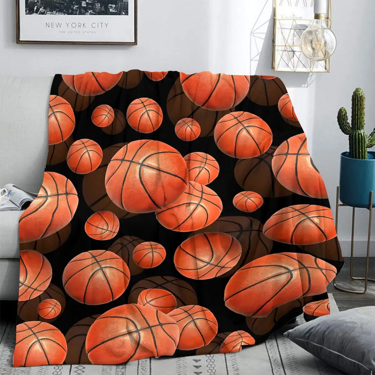 A Basketball Blanket Basketball Gifts for Boys Sport Basketball Throw Blanket Lightweight Cozy Blanket for Bedding Bedroom Decor Basketball Stuff