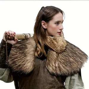 Viking Cloak Shawl - Warm Winter Polyester Blend Medieval Warrior Costume Cape, Halloween Fashion Accessory