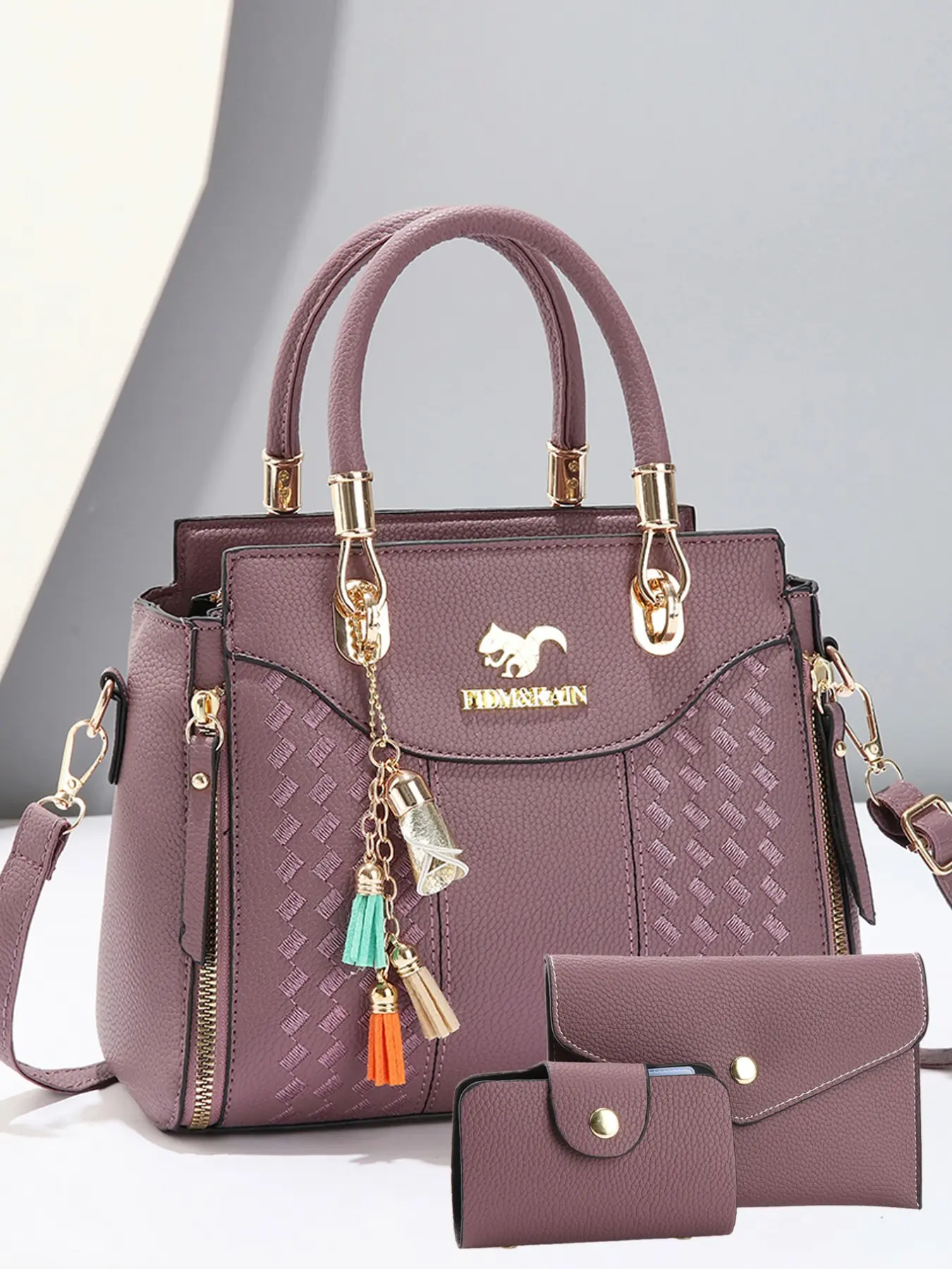 Women's 3-Piece PU Embroidered Shoulder and Clutch Bag Set with Chain, Large-Capacity Crossbody Handbag, Versatile All-Season Accessory, Crossbody Handbag Sets
