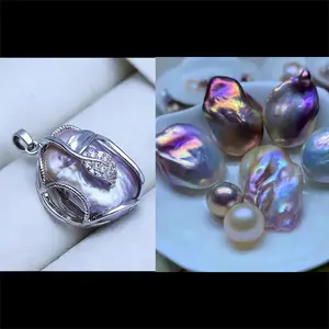 Pearl pendant+[live opening] Min 1 pcs UFO Fresh water Pearl as gift