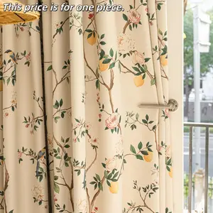 1pc Simple Full Shade Farmhouse Print Curtain, New Design, Sunproof Insulation UV Protection, Suitable for Living Room Bedroom Kids' Room