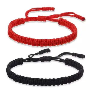 Handmade Braid String Bracelets Red Black Buddhist Tibetan Woven Rope Good Luck Amulet Bracelet for Women Girls Jewelry ﻿Gifts