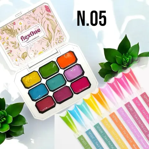 FlexOne 9 watercolor Pat Pat Ombre Gel Set palette or Nail Art ombre gel nail gel painting thick gel