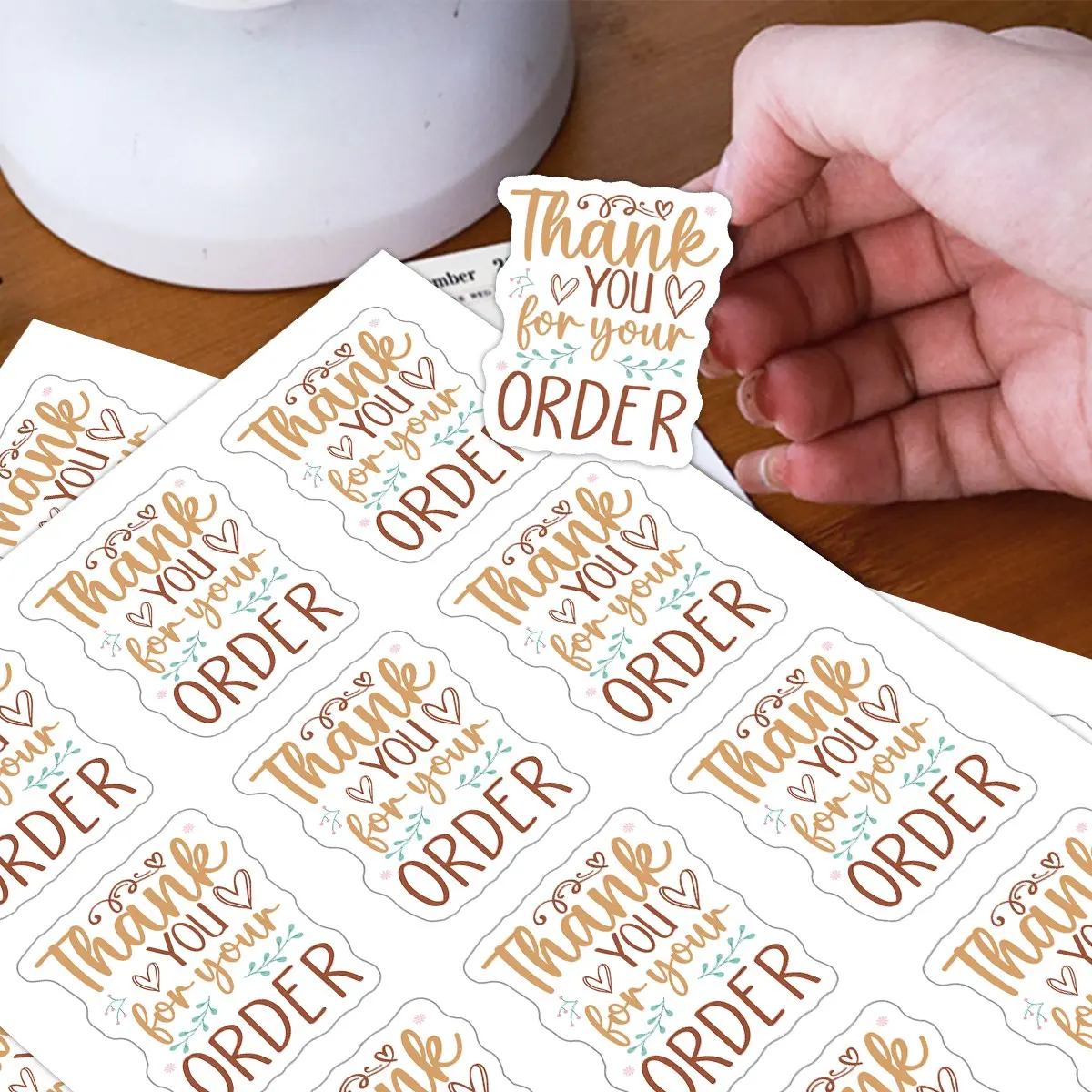 60pcs/5sheets Thank You Order Stickers Bulk Pack, Decorative Sticky Labels Perfect for Small Businesses Packaging, Ideal for Online Store Shipping, Express Gratitude, Includes Sticker, Adhesive Stickers