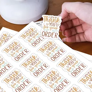 60pcs/5sheets Thank You Order Stickers Bulk Pack, Decorative Sticky Labels Perfect for Small Businesses Packaging, Ideal for Online Store Shipping, Express Gratitude, Adhesive Stickers