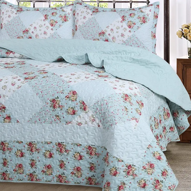 3pcs light blue Quilt set, Bedspread& Coverlet set, Bedding set, Soft and lightweight 3pcs light blue Quilt set, Bedspread& Coverlet set, Bedding set, Soft and lightweight