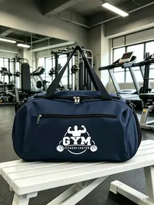 Gym Weightlifting Print Navy Fitness Bag, Gym Duffel Bag, Large Capacity Waterproof Sports Bag, Unisex Travel and Training Backpack