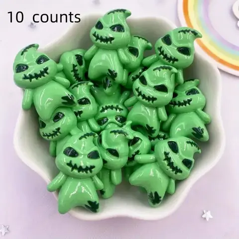 Mini Ghost Design Resin Ornament Decor, 10pcs/set Cute Ghost Shapes Desk Ornament, DIY Jewelry Making Supplies, Creative Party Gifts Ideas, Party Favors for Halloween Festival