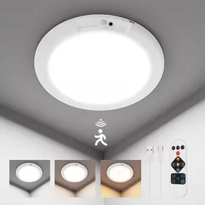 Adjustable Rechargeable LED Ceiling Light, Motion Sensor Ceiling Lamp with 3 Lighting Colors, Safe 5V Energy-Efficient Light for Living Room, Study, Kitchen & Stairs, Magnetic Installation