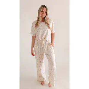 Women's T-Shirt and Pants Set in Hydrangea Dream