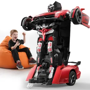 Veeniix V992 Transform Remote Control Car,Transform Robot RC Cars,1:14 Scale,2-in-1 Robot Toy Car with Sound & Light,Gesture Sensing,Automatic Deformation,Great Gifts Toys for Boys and Girls 4-6 (Red)