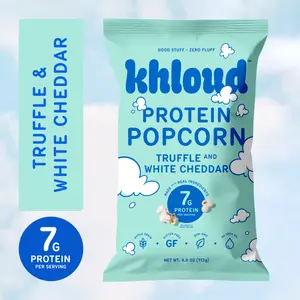 Truffle & White Cheddar Khloud Protein Popcorn by Khloe Kardashian | 7g of Protein Per Serving | No Seed Oils | Gluten-Free | Available in 4pk or 12pk
