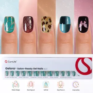 150PCS Cat Eye Press-On Nails Kit, CurvLife Soft Gel Nail Tips with 5 Magical Galaxy Shades – Pink, Emerald, Violet, Ocean Blue & Silver. Shimmering Aurora Cat Eye Effect, 30 Nails Per Style, 15 Sizes for Perfect Fit, Durable & Easy to Apply