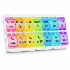 Pill Organizer AM PM Arthritis Friendly, BPA Free Pill Box 2 Times a Day, Large Pill Container, Weekly Medicine Pill Organizer, Pill Case 7 Day for Vitamin, Supplements