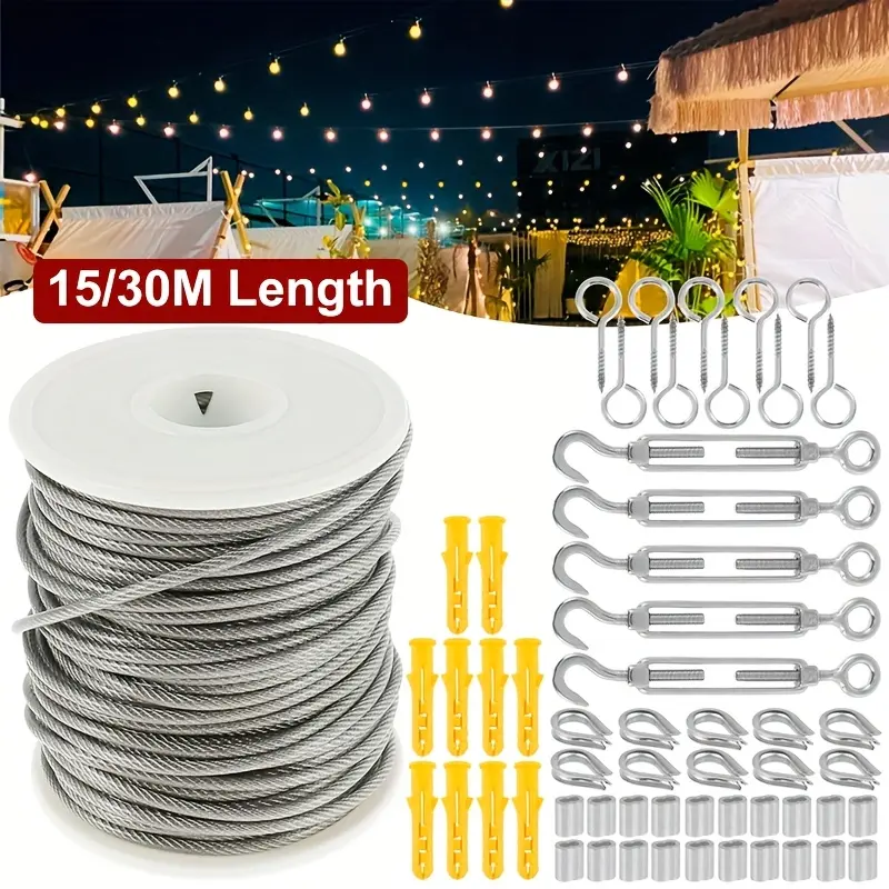 PVC Coated Steel Wire Rope Coil – Rust-Resistant and Wear-Resistant Coating, for Tent Guy Lines, Garden Plant Trellises, Balcony Railing Safety Lines and Temporary Fence Tensioning
