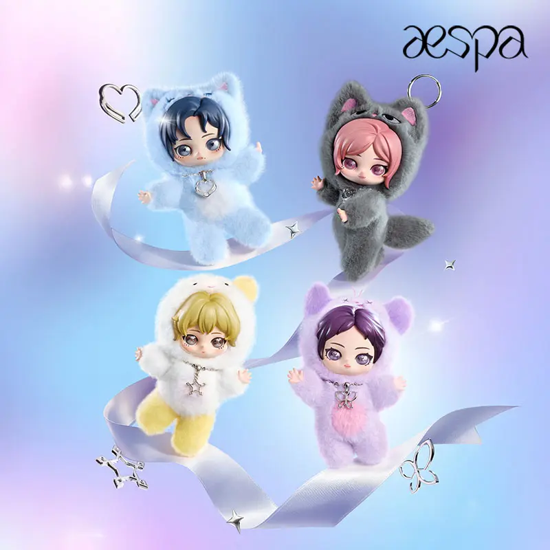 POP MART aespa Fluffy Club Series Vinyl Plush Doll Pendant Blind Box (2-Pack), Blind Boxseries