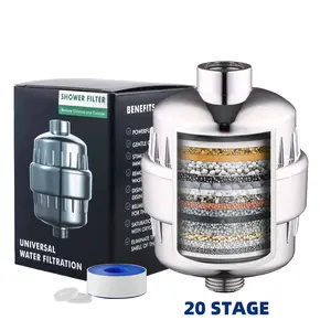 HOT Selling 20 Stage High Output Chlorine-Free Shower Head Filter for Hard Water，Reduces Chemicals Chlorine Restores PH Balance, Glowing Skin, Strong Nails Shimmering Hair