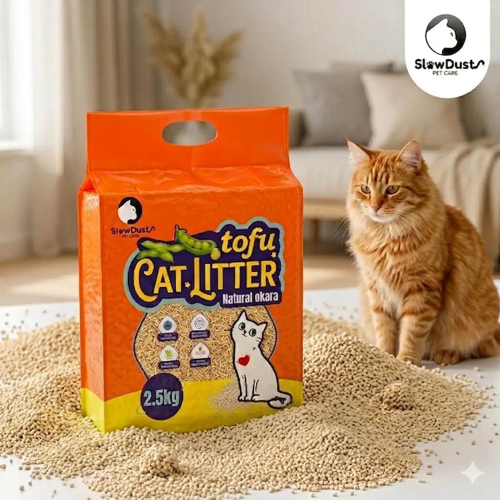 Plant-Derived Small Tofu Cat Litter - 2.5kg Pack, Slow Dust, Fast Clumping, Low Dust, Odour Control, Highly Absorbent Kitty Litter