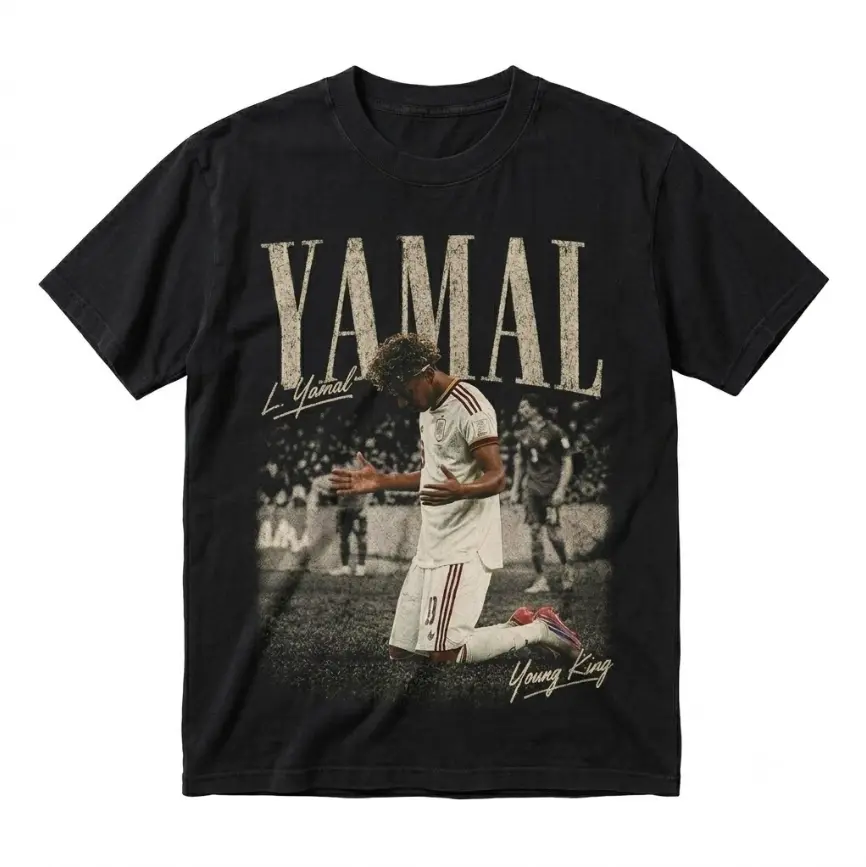 The Young King Lamine Yamal Adults and Youth T-shirt, Football Fan Tee, Spain Flag Game Day Apparel, summer tee, kids graphic tees, mens clothing, youth clothing, streetwear