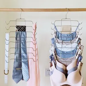 Portable Foldable Clothes Hanger with 8 Layers, Adjustable Hooks Hanger, Abs Plastic, Space Saving, Ideal for Travel and Home Use