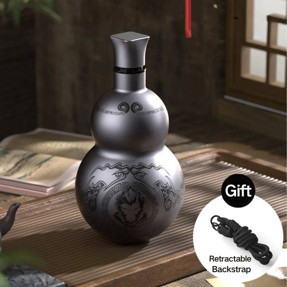 Stainless Steel Insulated Gourd Bottle, 17oz/500ml Water Bottle, Hot & Cold, Leakproof and Portable Sports Water Bottle for Gym, Travel, Cool Gift