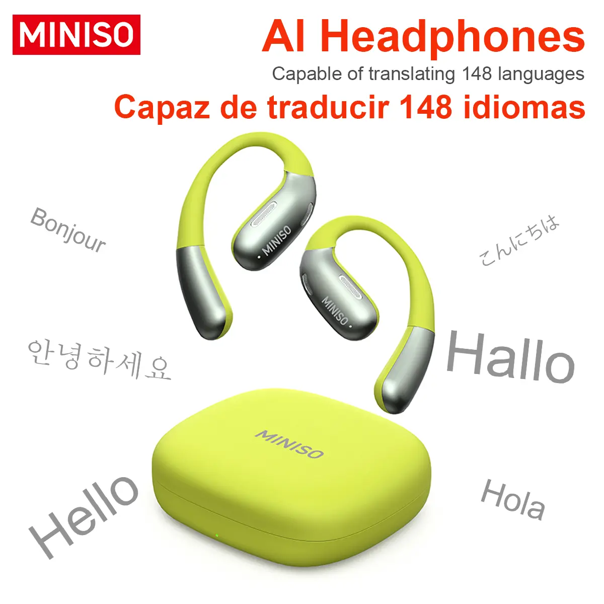 MINISO X28 Wireless AI Earbuds - Bluetooth 6.0 Earbuds Wireless, In-Ear, Waterproof, Built-In Microphone, Multi-Language Real-Time Translation Helps You Speak, Suitable for Sports & Office Use, Smart Gaming Audio Earphones