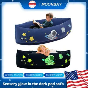 Sensory Peapod Chair for Kids with Luminous Space Printi 60Inches Sensory Canoe for Autism Children inBedroom,Kitchen,Nursery & Daycare,Room Must Haves andElectric Air Pump,Space Blue Easter Toys for Kids