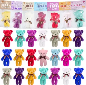 24 PCS Valentine’s Day Gift Cards with Mini Plush Bears – Cute Stuffed Animal Toys for Kids, Classroom Exchange, Party Favors, School Valentine Gifts for Boys & Girls