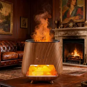 [fathersdaygift]Portable Simulated Flame Air Aroma Diffuser, 7 Flame Color Noiseless Essential Oil Diffuser with Auto-off Protection, USB Powered Desktop Humidifier, Gifts for Girlfriend, Room Humidifier, Aromatherapy Diffusers, Fragrance Machine,