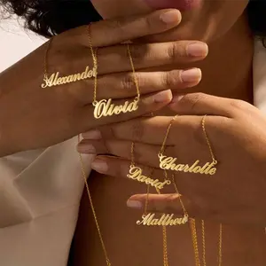 1pc Classic Creative Popular English Customized Name Necklace, Personalized Nameplate Jewelry, Perfect Gift for Friends