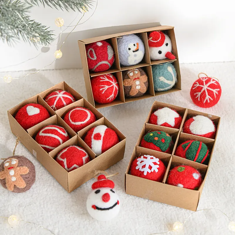 Christmas wool felt Christmas ball Christmas tree pendant Snowflake gingerbread man new Christmas tree gift box ball