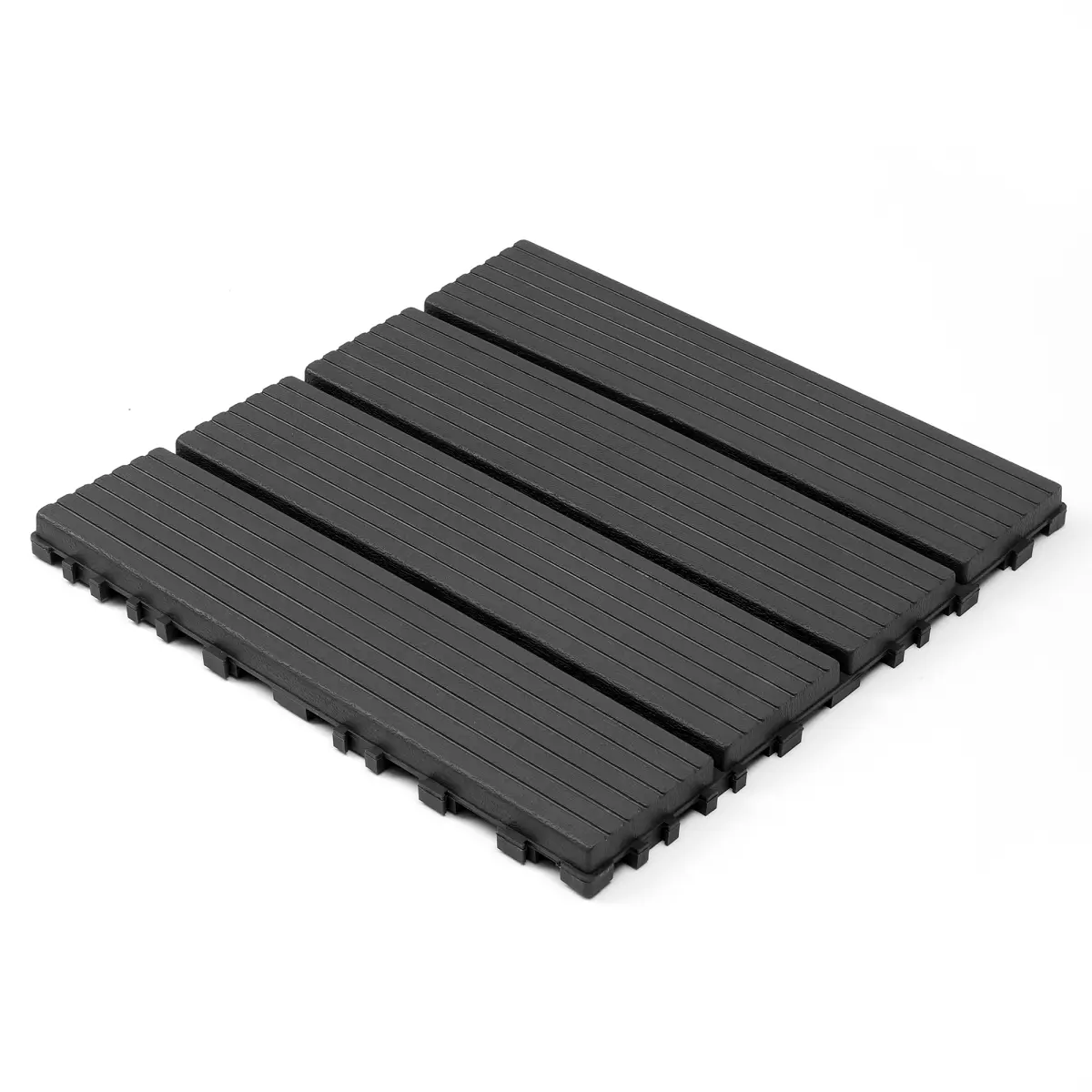 44-Pack Dark Gray Exterior-Grade Click-Parquet Plastic Interlocking Deck Tiles (12in x 12in), Waterproof, UV-Resistant, Slip-Resistant, Tool-Free Install All-Weather Flooring for Patio, Backyard, Pool Deck